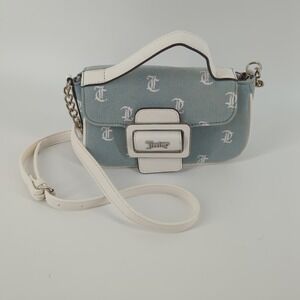 Juicy Couture Denim White Made You Look Fashion Flap Crossbody Bag